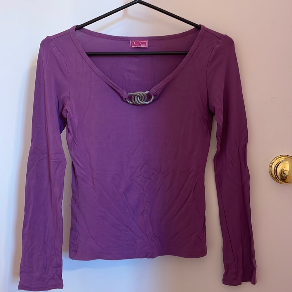 Gorgeous purple/violet blouse with jeweled elements from Europe